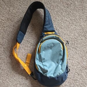 Osprey Blue and Yellow Backpack Ergonomic Design